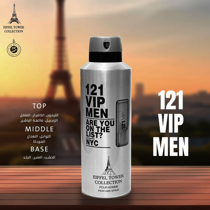 121 Vip Men Deodorant Perfumed Body Spray 200 ML - By Eiffel Tower ...