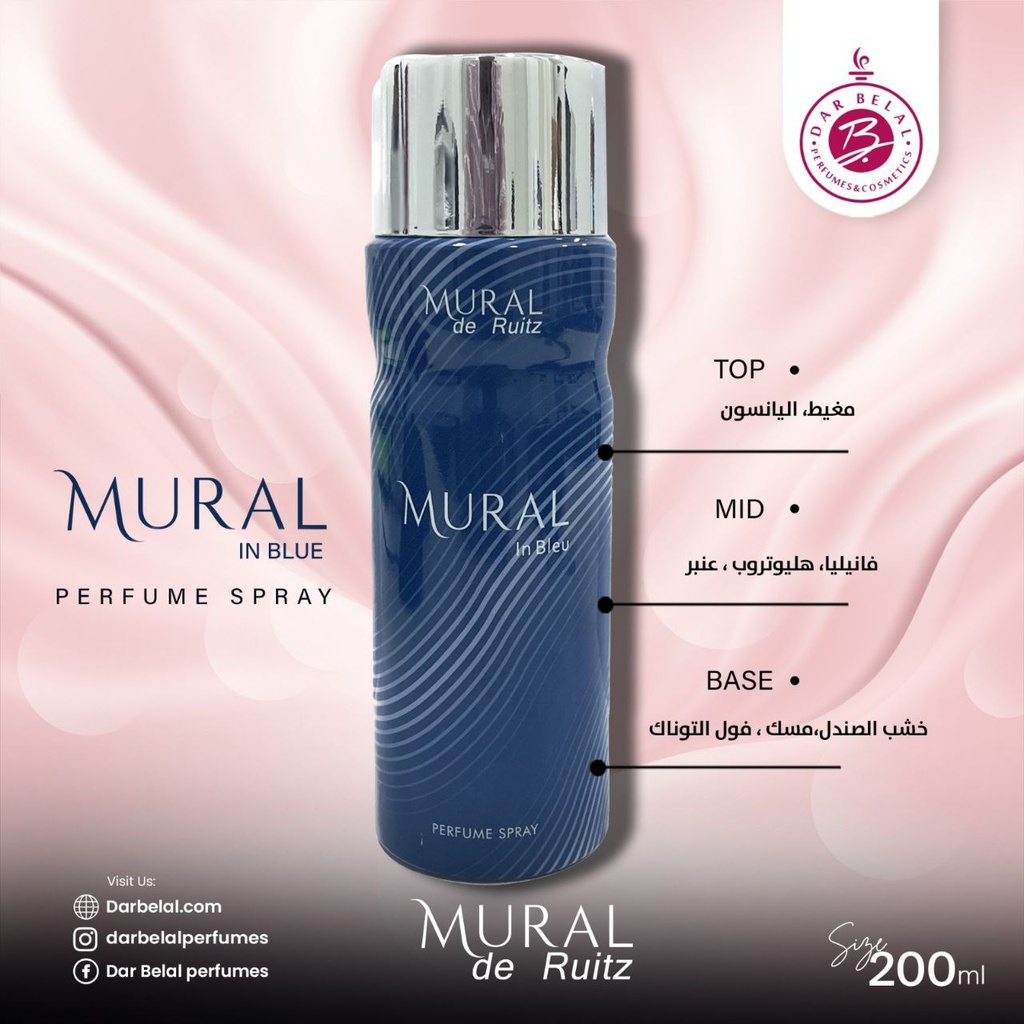 In Bleu Deodorant Perfume Body Spray  200 ML -  By Mural De Ruitz