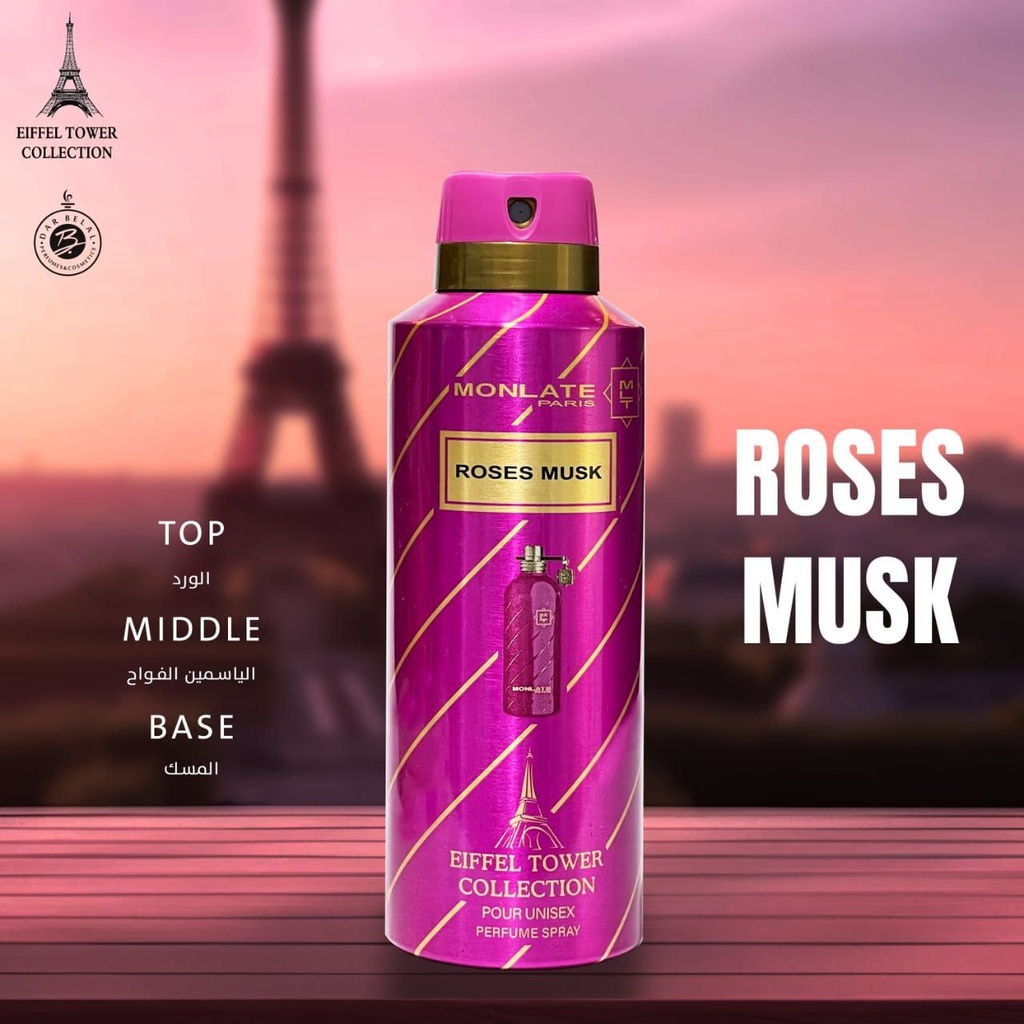 Roses Musk Deodorant Perfume Body Spray  200 ML -  By Eiffel Tower