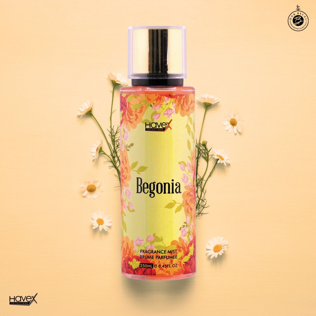 Begonia Non Alcoholic Body & Hair Mist  250 ML - Flowery Collection By Havex