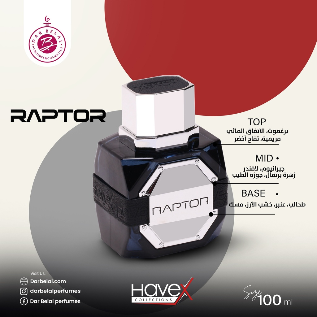 Raptor Perfume  100 ML - Original Collection By Havex