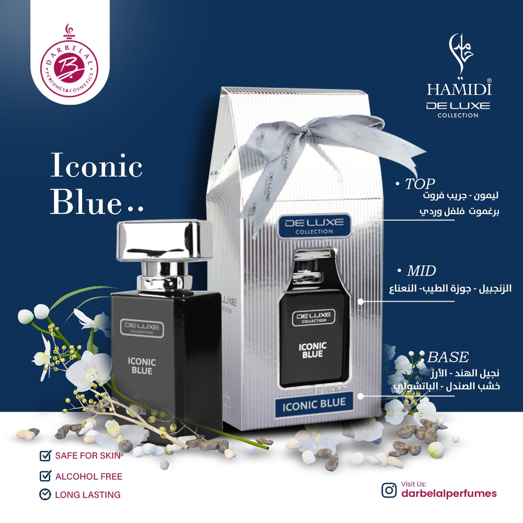 Iconic Blue Non Alcoholic Perfume  50 ML - Deluxe Collection By Hamidi