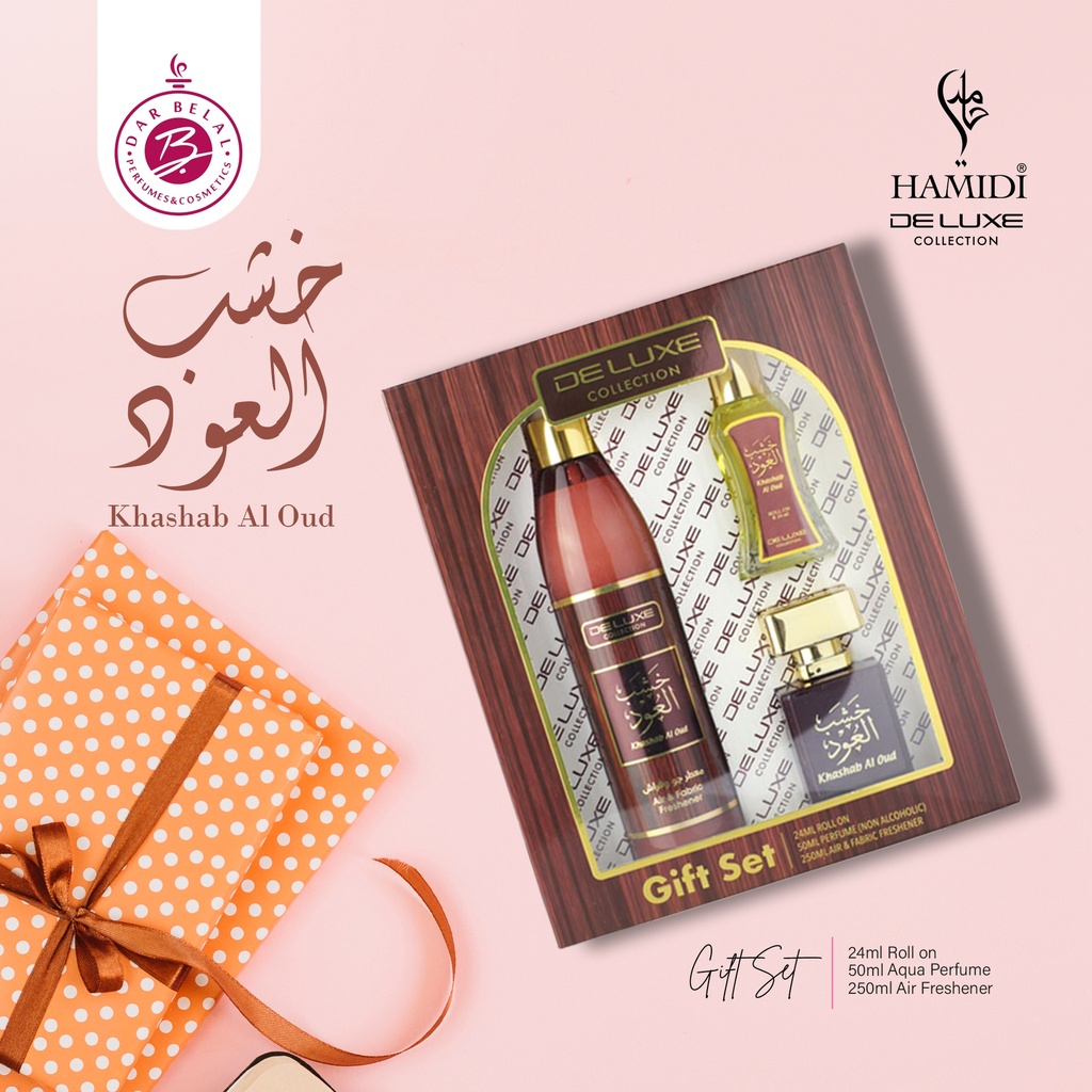 Khashab Al Oud Non Alcoholic Gift Set  3 PCS - Deluxe Collection By Hamidi