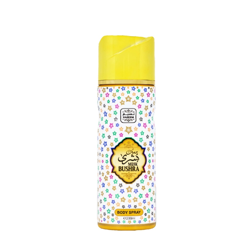 Musk Bushra Non Alcoholic Perfumed Body & Hair Spray  200 ML -  By Naseem