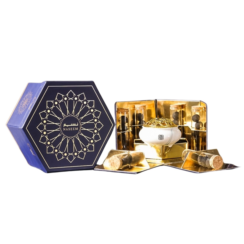 Almabkhara Set Non Alcoholic Bakhoor Mamoul  180 GM - Pearl Collection By Naseem