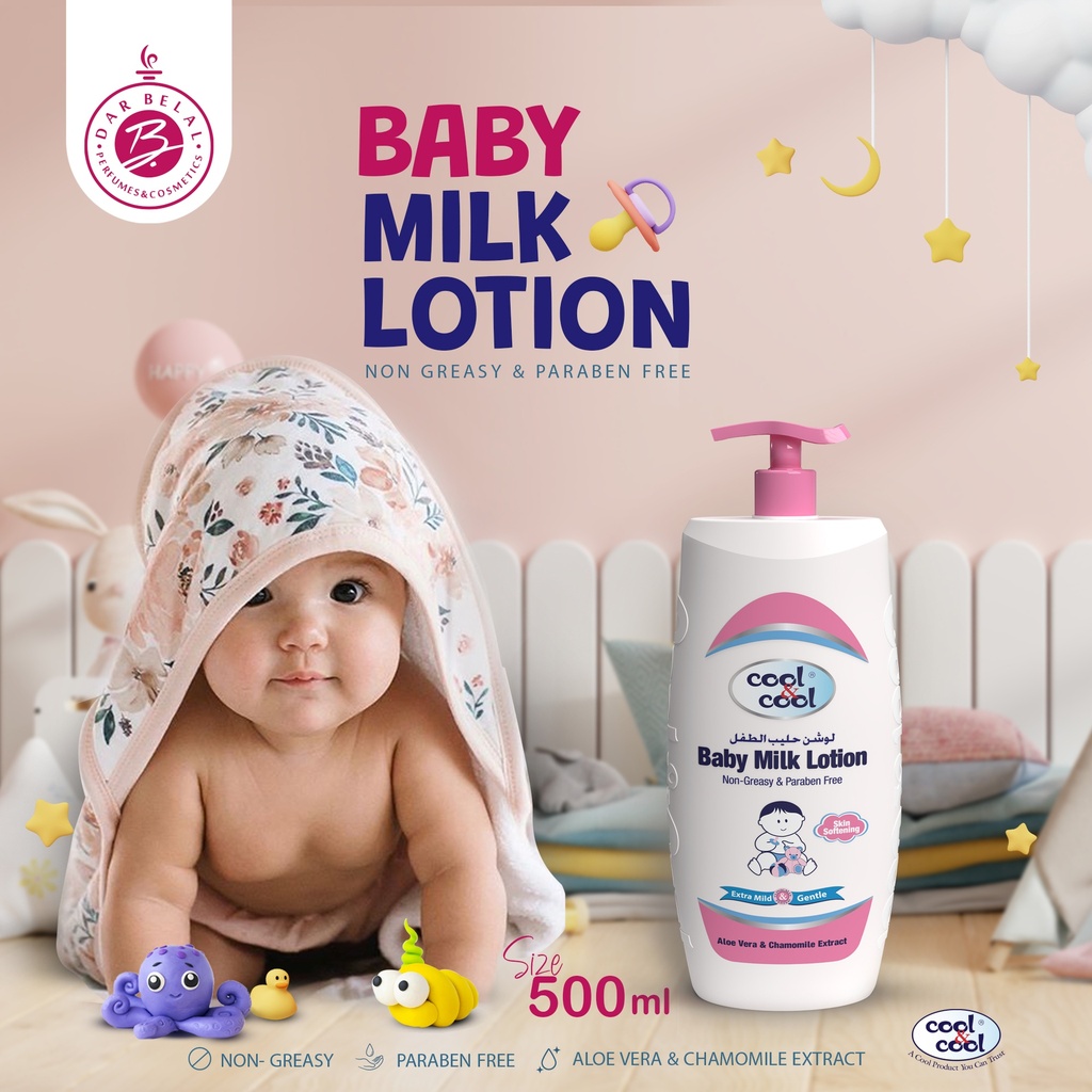 With Aleo Vera & Chamomile Baby Milk Lotion  500 ML -  By Cool&Cool