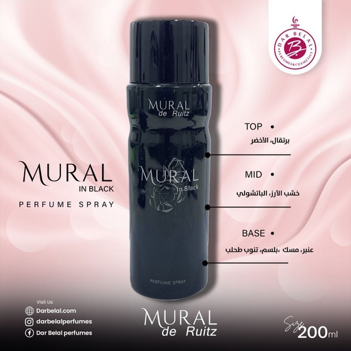 In Black Deodorant Perfume Body Spray  200 ML -  By Mural De Ruitz