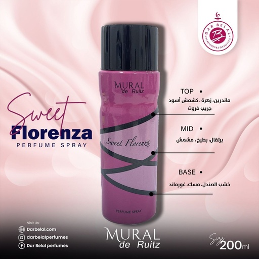 Sweet Florenza Deodorant Perfume Body Spray  200 ML -  By Mural De Ruitz