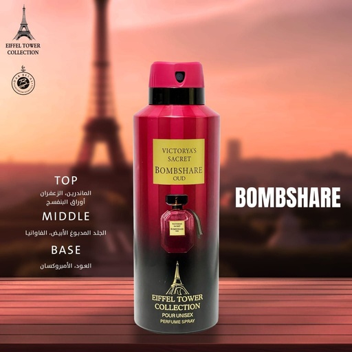 Bombshare Oud  Victorya's Sacret Deodorant Perfume Body Spray  200 ML -  By Eiffel Tower