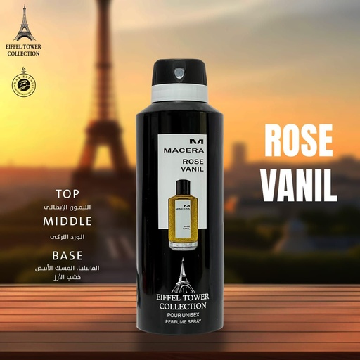 Macera Rose Vanil Deodorant Perfume Body Spray  200 ML -  By Eiffel Tower