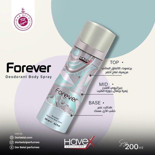 Forever Deodorant Perfume Body Spray  200 ML - Original Collection By Havex