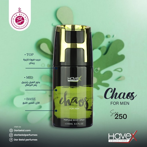 Chaos Deodorant Perfume Body Spray  250 ML -  By Havex