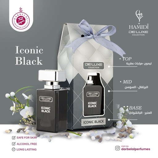 Iconic Black Non Alcoholic Perfume  50 ML - Deluxe Collection By Hamidi