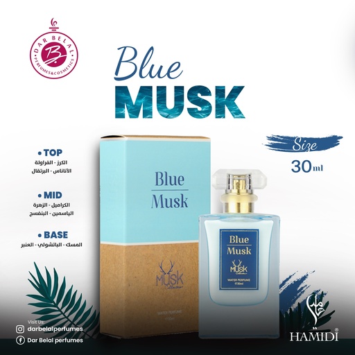 Blue musk Non Alcoholic Perfume  30 ML - Musk Collection By Hamidi