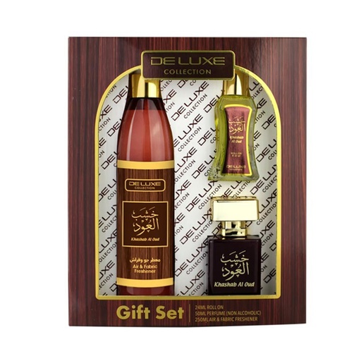 Khashab Al Oud Non Alcoholic Gift Set  3 PCS - Deluxe Collection By Hamidi