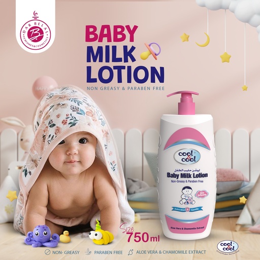 With Aleo Vera & Chamomile Baby Milk Lotion  750 ML -  By Cool&Cool